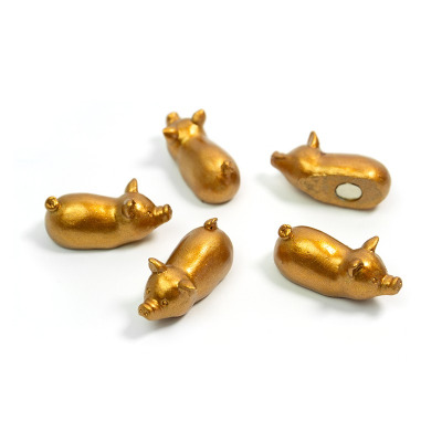 Golden pigs 5 pack, fridge magnets. From Trendform.