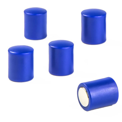 Blue strong magnets with plastic cap 14x18 mm. 5-pack