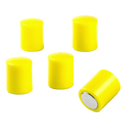 Yellow magnets made of neodymium with plastic cap 5-pack