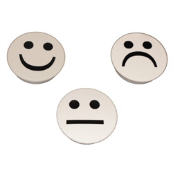 Powerful smiley magnet 3 pack white round.
