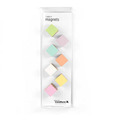 Package with 7 wood magnets painted in different colors - very trendy fridge magnets from Trendform