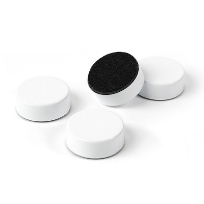 White office magnets with a betal cap and anti-slip backside. Very strong magnets.