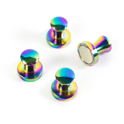 Mini-max magnets in 4-pack from Trendform. Made in rainbow colored metal. Super strong and super pretty magnets.