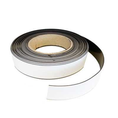 MB30 magnetic band in 10 metres rolls. Flexible and writable. White magnetic foil.