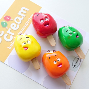 Colorful ice cream magnets from LSA Gallery. You get a package with these 4 different popsicles: red, yellow, green and orange.