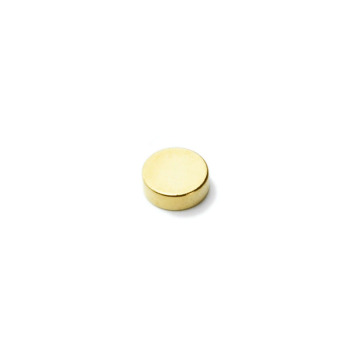Gold coated magnet size 6x3 mm. with a strength of 0.9 kg. Perfect for magnetic jewelry because of the gold coating.