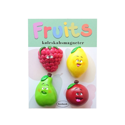 All these fruit magnets are happy. dangerous to swallow so hold them away from small children (small parts).