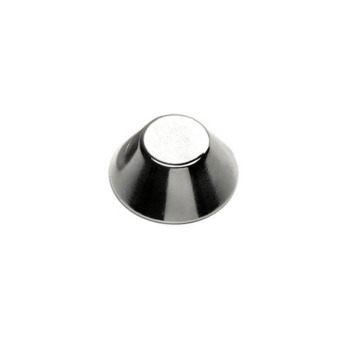 Big cone magnet with N38 magnetisation. Strength is 8.6 kg. and the size is 25-13-10 mm. Made of neodymium in cone shape.