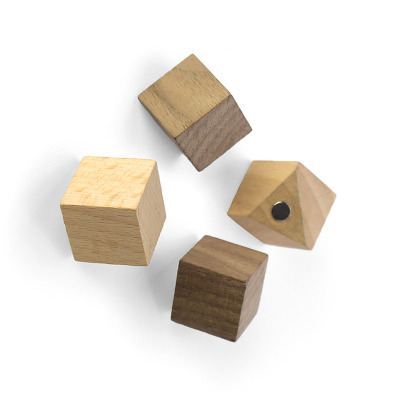 Wood Cube magnets from Trendform in a package with 4 small but strong magnets