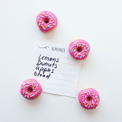 Use the pink donut magnets for a recipe or maybe a shopping list
