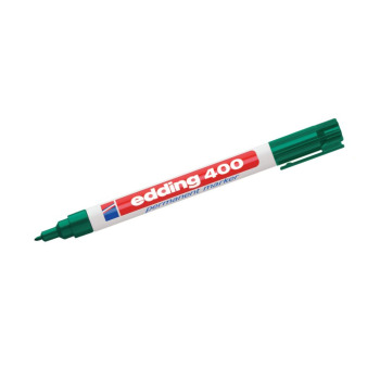 Dark green permanent marker, Edding 400. Can be used for permanent writing on most surfaces.