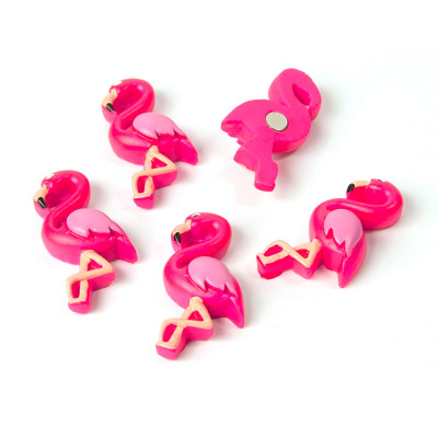 Fun mini flamingos for the fridge. They are pink and will make your kitchen or the office more fun and colorful.