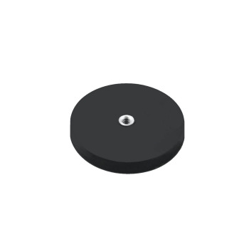 Ø66 mm black rubber magnet with internal M6 thread (for bolt or screw).