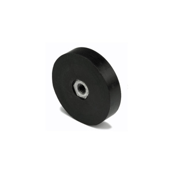 Ø45 magnet with black rubber coating and internal M6 thread