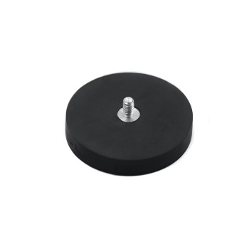 Rubber magnet Ø66 mm with threaded stud (M8). Can be used as a screw to make something magnetic.
