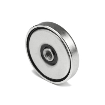 Super strong Ø60 mm pot magnet with an internal thread (for bolt or screw M8). Sold individually.