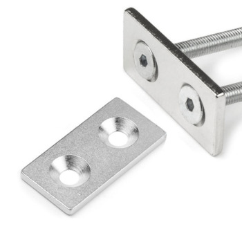 Use magnetic metal plates as magnetic counterparts for magnets. These 80x20x3 mm. metal plates are not magnets themselves (sold individually without screws)