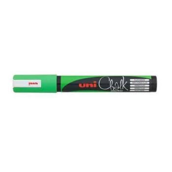 Green chalk marker from UNI, model PWE-5M (medium). You can use this marker for both thin and thick writing as the tip is a bullet tip - the harder you press, the thicker the lines get.