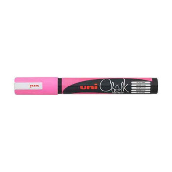 Pink chalk marker from UniBall. Great for making drawings on windows. Also great for outdoor use.