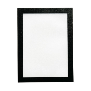 Black magnetic frame A4 with transparent front and back. Self-adhesive edges on the back.