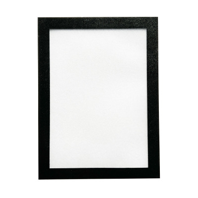 Black magnetic frame A4 with transparent front and back. Self-adhesive edges on the back.