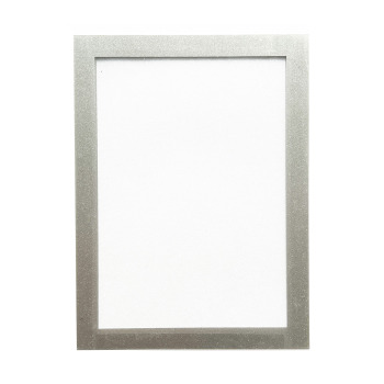 Silver frame for window displays in shops, centres, the canteen ect. Transparent with silver edges.