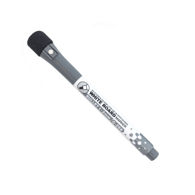 Black magnetic board marker with a smart cap that has both a strong magnet and a board marker eraser. This marker is black.