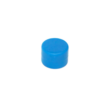 Strong magnet 17x12 mm. made with neodymium and a light blue rubber surface.