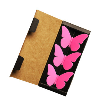Box with 3 pink butterfly magnets