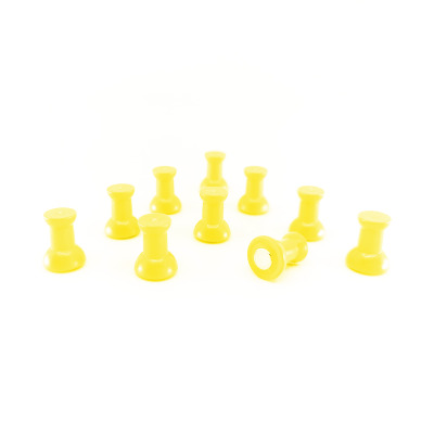 Yellow magnets for your whiteboard or your fridge - package of 10 pcs. in yellow ABS plastic.
