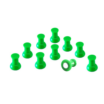 Small green magnets for your whiteboard or your fridge - package of 10 pcs. in green ABS plastic.