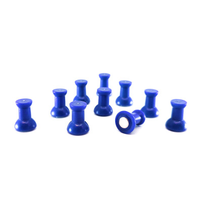 Small and strong blue magnets for your whiteboard or your fridge - package of 10 pcs. Looks like small pins.
