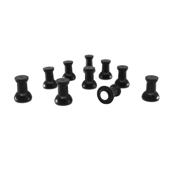 Small and strong black magnets for your whiteboard or your fridge - package of 10 pcs. Looks like small pins.