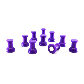 Small and strong purple magnets for your whiteboard or your fridge - package of 10 pcs. Looks like small pins.