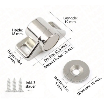 Magnetic lock for furniture in a silver edition, strength 2.5 kg.