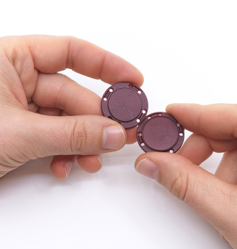 Purple button (magnetic) for sewing into clothing and costumes - a set with two parts that attract with a strength of about 2.5 kg.