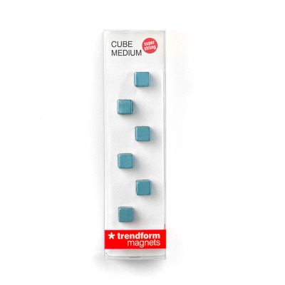 The magnets are made of neodymium with skyblue nickel coating. Comes in a box with 6 pieces.
