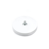 Rubber magnet (white) with external thread, Ø43 mm.