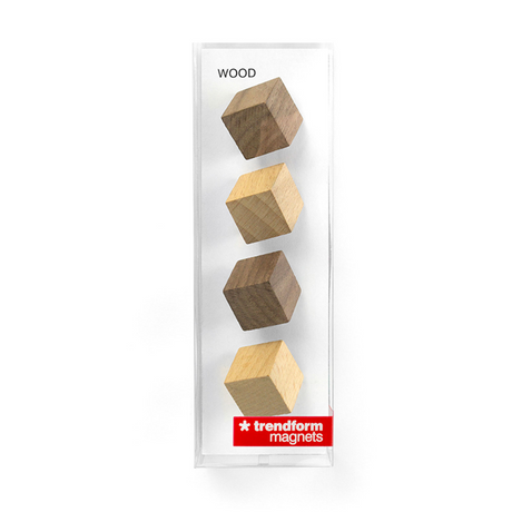 3D WOOD cube magnets, 4-pack - fridge magnets
