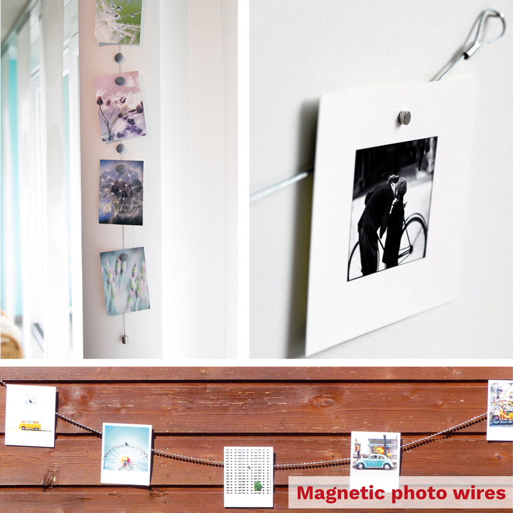 Steel wire CLIPS w. 8 magnetic photo clips