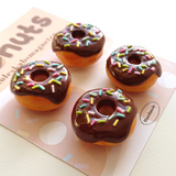 Donut Magnets BROWN, 4 pack Fridge Magnets 