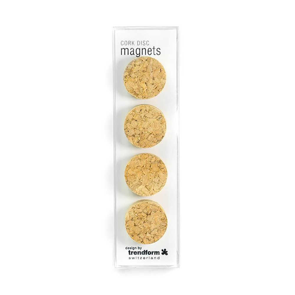 Cork Disc magnets, 4-pack - fridge magnets