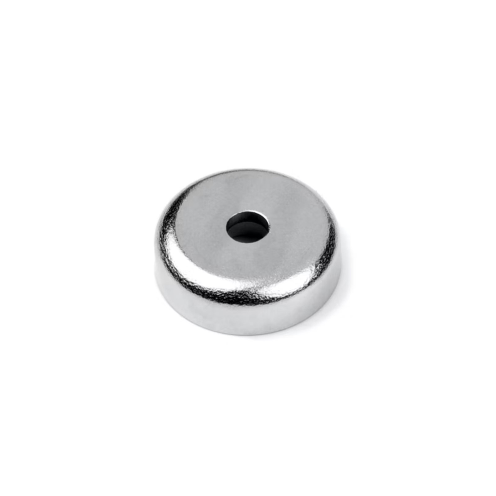 Pot magnet w/counterbore hole, Ø16 mm. - Neodymium