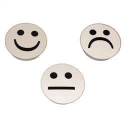 Smiley Magnets, 3 Pack White, Round - Powerful Magnets