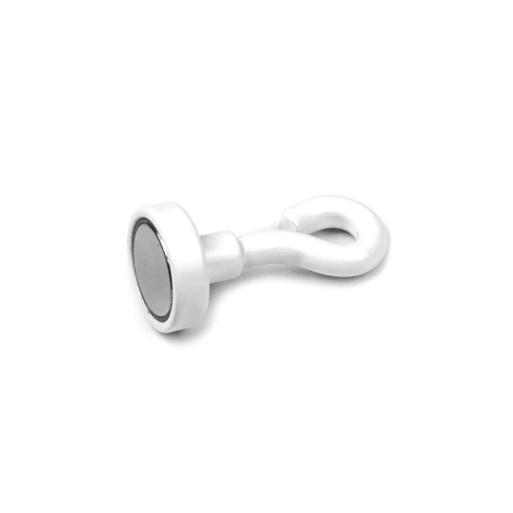 Pot magnet with closed hook, White Ø16 mm.