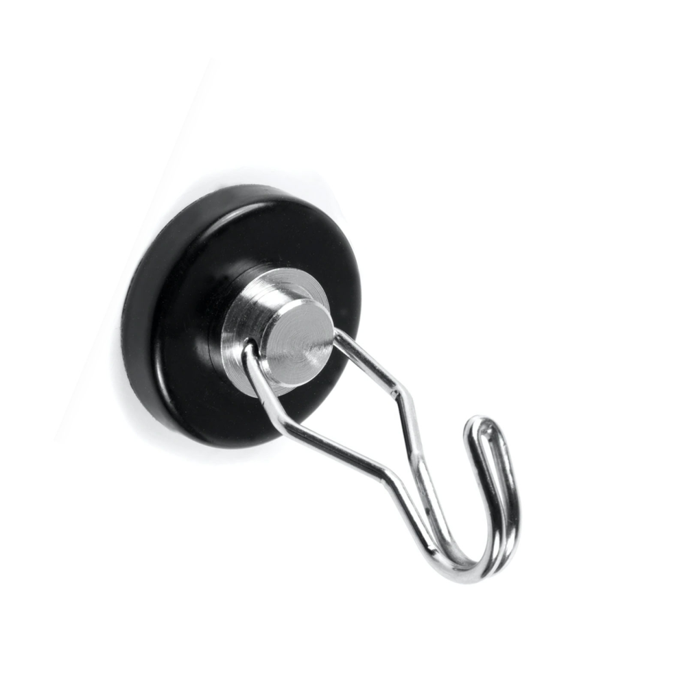 Pot magnet with hook, Ø40 mm. rubber (rotating hook)