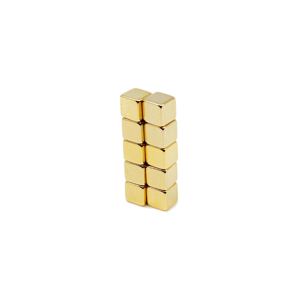 Power magnet, Cube 5x5x5 mm., Gold