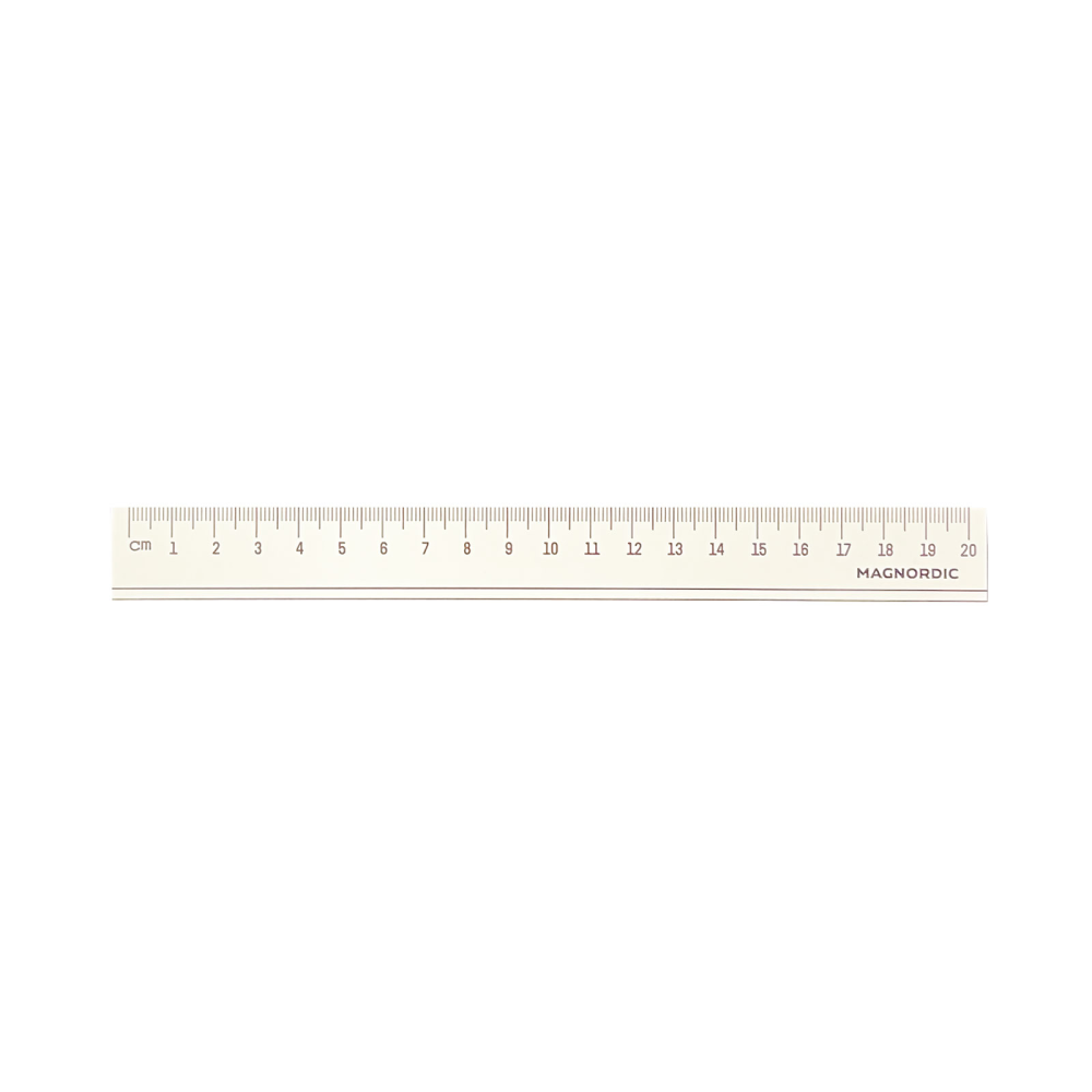 Magnetic ruler white 20 cm. - black numbers