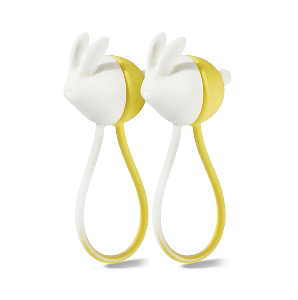 ZOO wrap cable holder yellow/white rabbit, 2-pack
