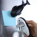 MOBY whale beer opener magnet, black/white